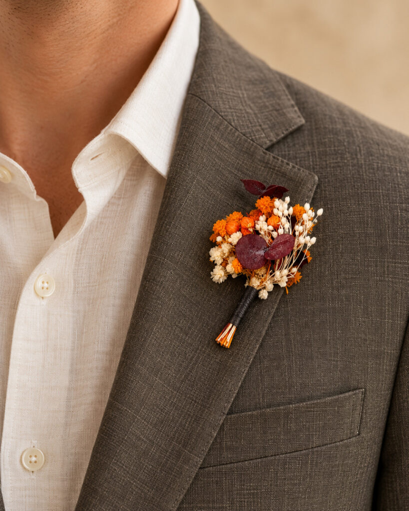 boutonniere-novio-orange-warm